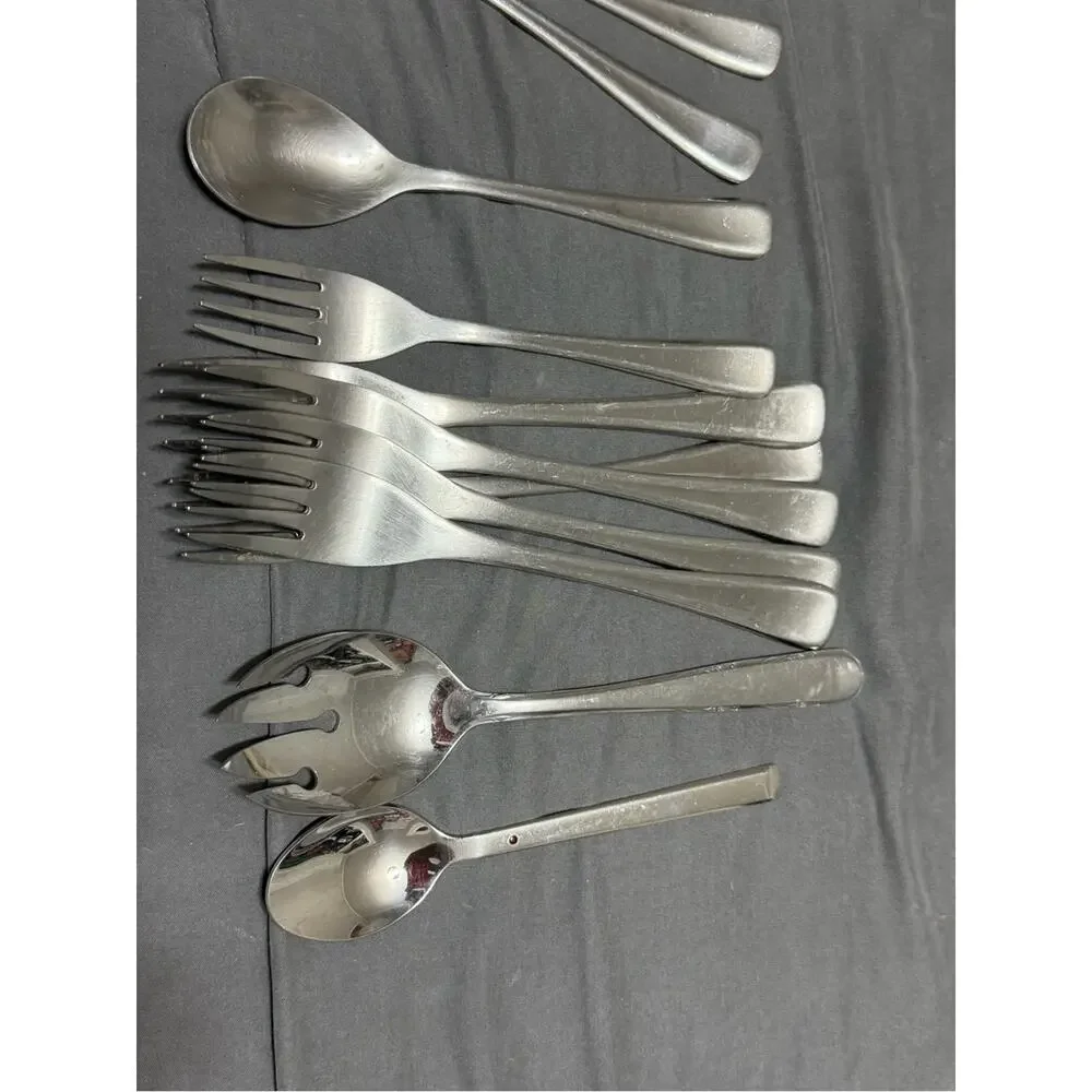 28 Pc Vintage Teardrop Flatware Set Stainless Silverware Service 7+
